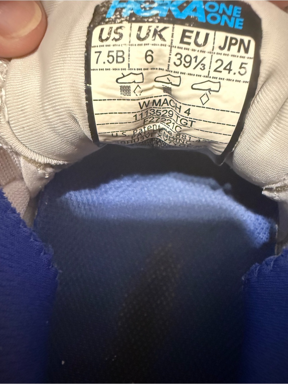 Hoka One One Women's White and Blue Running Sneakers 7.5B - Picture 7 of 8